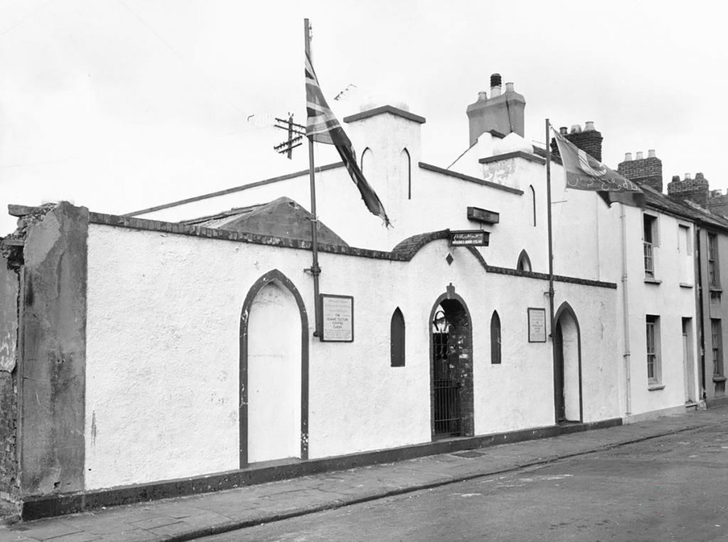 Historic photo of the Peel Street Mosque in Cardiff, taken in 1964.